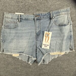 Vanilla Star Shorts Womens 16W Denim Distressed Frayed Hem Pocket Bag Summer